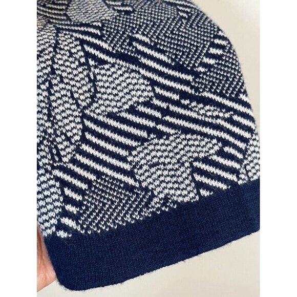 Lands End Coastal Floral Sweater M Blue Cardigan Striped Old Money Classic Artsy - Picture 3 of 12